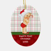  babyjongen's eerste kerstversiering keramisch ornament (Achterkant)