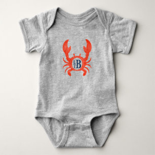 Babyjongens Waterverf Monogram krab Romper