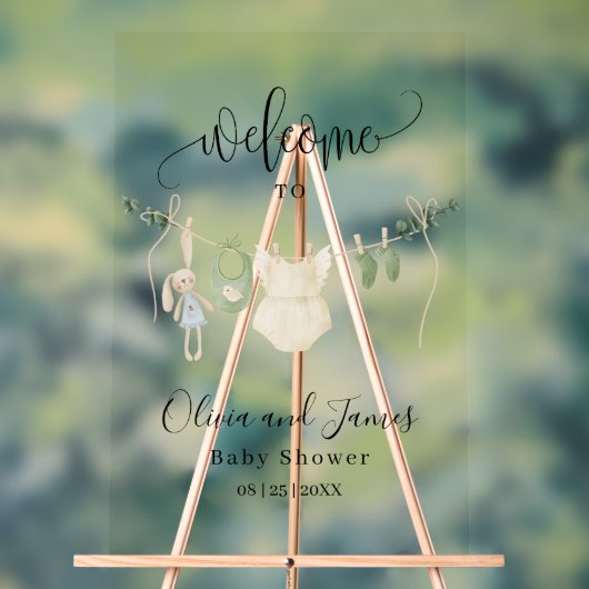 Babykleding Baby shower Uitnodiging, minimalistisc Acryl Bord (Neutraal)