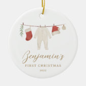 Babykleding Baby Stats Eerste Kerstmis Keramisch Ornament (Voorkant)
