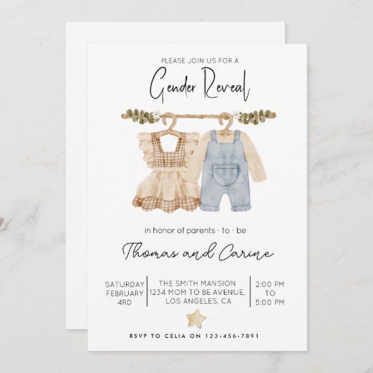  babykleding onthult geslacht kaart (Voorkant / Achterkant)