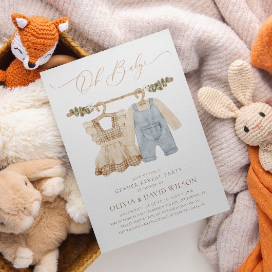 Babykleding Waterverf Rustiek Geslacht Onthulling Kaart