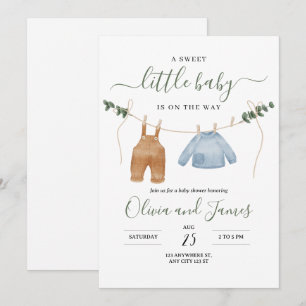 Babykleren Baby Shower Uitnodiging, Baby Jongen Kaart
