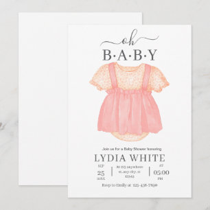 Babykleren Baby Shower Uitnodiging, Meisje baby Sh Kaart