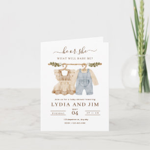 Babykleren geslacht onthulling uitnodiging, Boho b