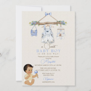 Babykleren Jongens Baby Shower Ivoor Blauw Kaart