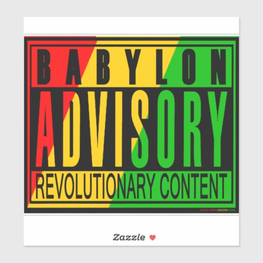 Babylon Advisory Revolutionair RASTA REGGAE Sticker (Vel)