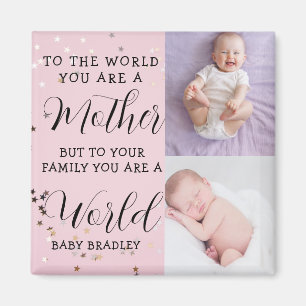 Babymeisje Eerste Jaar Fotocollage Aandenken roze Magneet