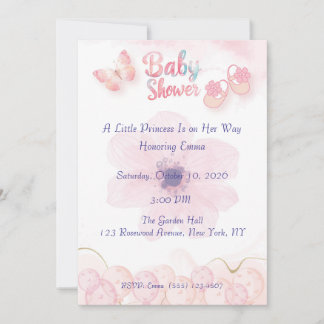Babymeisjesschoenen baby shower uitnodiging | Roze