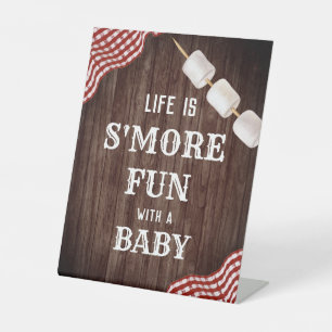 BabyQ Achtertuin BBQ Baby Shower S'more Pretteken Reclamebord Met Voetstuk