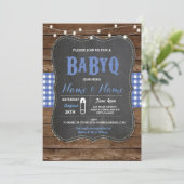 BaByQ Baby shower barbecue Invitation en bois de c (Debout devant)