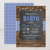 BaByQ Baby shower barbecue Invitation en bois de c (Devant / Derrière)