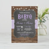BaByQ Baby shower BBQ Invitation de bois de chalk  (Debout devant)