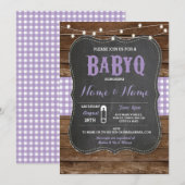 BaByQ Baby shower BBQ Invitation de bois de chalk  (Devant / Derrière)