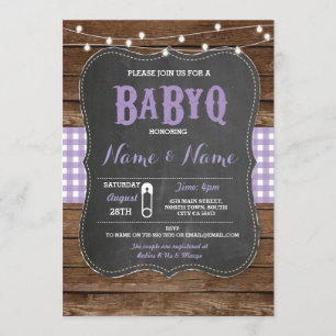BaByQ Baby shower BBQ Invitation de bois de chalk 