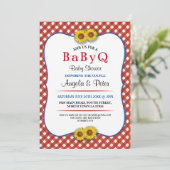 BABYQ Baby shower BBQ Party Couples Invitation rou (Debout devant)