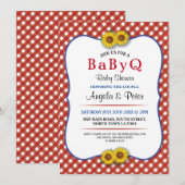 BABYQ Baby shower BBQ Party Couples Invitation rou (Devant / Derrière)