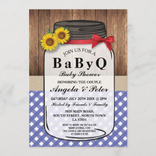 BABYQ Baby shower BBQ Party Couples Jar Invite Kaart