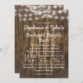 BabyQ Backyard BBQ Bash Wood Rustiek Baby shower Kaart (Voorkant / Achterkant)