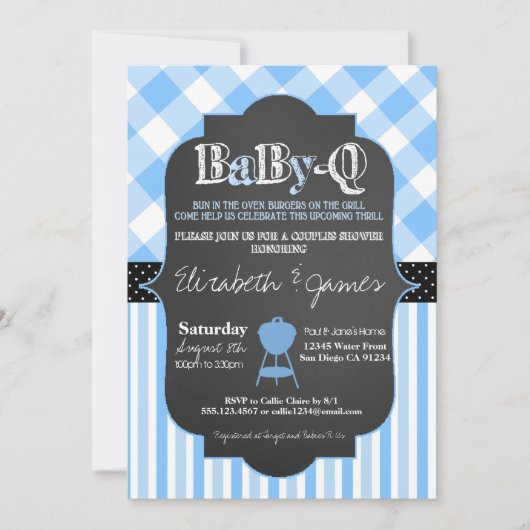 BabyQ BBBQ Couples Baby Boy Shoy Invitation (Devant)