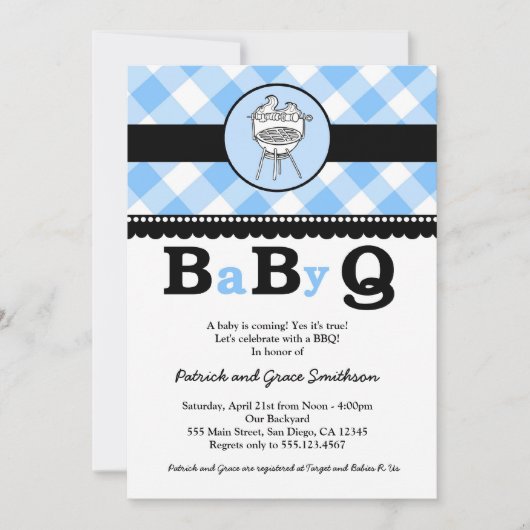 BaByQ BBBQ Invitations de douches pour bébés (Devant)