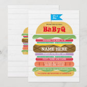 BaByQ BBQ Baby shower Invitation de douche pour ga (Devant / Derrière)