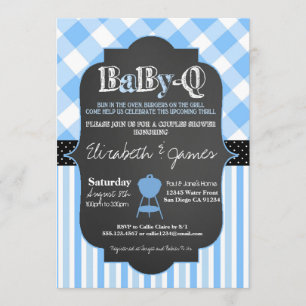 BabyQ BBQ Couples Baby Boy Shower-uitnodiging Kaart
