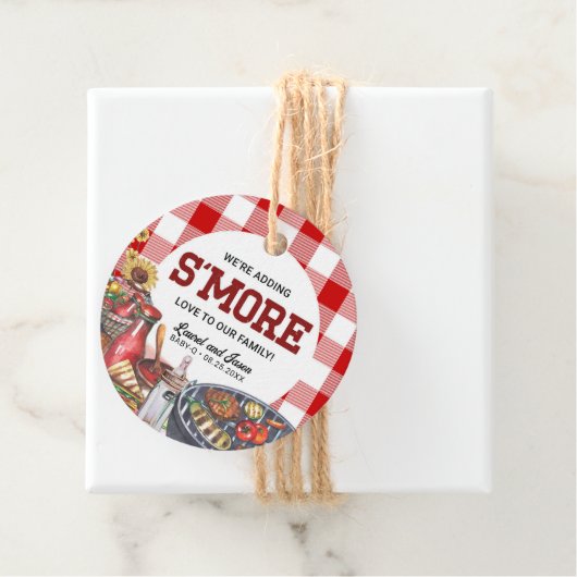 BabyQ BBQ Rustiek Baby shower S'more Bedankjes Labels (In situ)