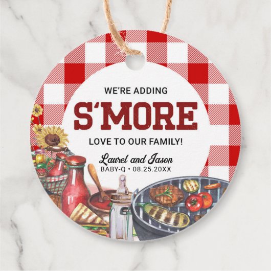 BabyQ BBQ Rustiek Baby shower S'more Bedankjes Labels (Achterkant)