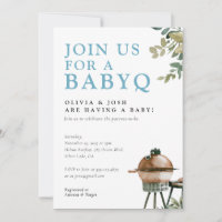 BabyQ Boy Baby shower BBQ Uitnodiging