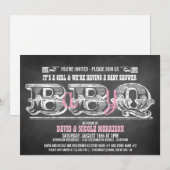 Babyq (fille) Baby shower Barbeque Invitations (Devant / Derrière)