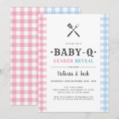 BabyQ Geslacht Reveal Gingham BBQ Kaart (Voorkant / Achterkant)