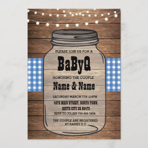 BaByQ Het is een Baby shower Blue Check Invite Kaart