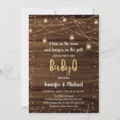 BabyQ Rustic String Lights BBQ Baby shower Kaart (Voorkant)