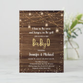 BabyQ Rustic String Lights BBQ Baby shower Kaart (Staand voorkant)