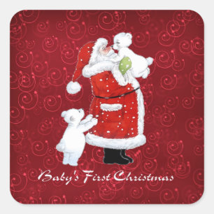 Babys 1 Kerstmis Vierkante Sticker