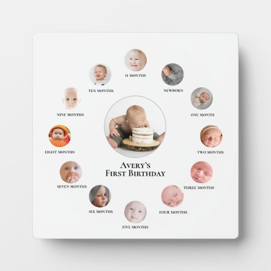 Baby's 1e jaar 12 maanden fotoherinneringen fotoplaat (Voorkant)