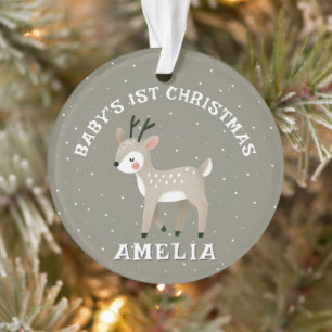 Baby's 1e kerst rendier aandenken foto ornament