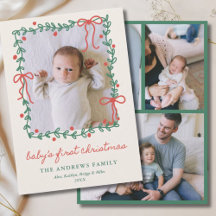 Baby's 1e kerst Rode strikken groen 4 foto
