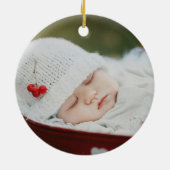 Babys 1e kerstfoto Eucalyptus Berries Keramisch Ornament (Achterkant)