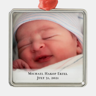 Baby's 1e kerstfoto metalen ornament