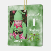 Baby's 1e Kerstmis Een Fotoplein Keramisch Ornament (Links)