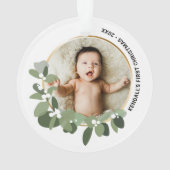 Baby's 1e Kerstmis gepersonaliseerde foto krans Ornament (achterkant)