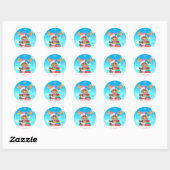 Baby's 1e Kerstmis Moose Schattige Funny Ronde Sticker (Vel)