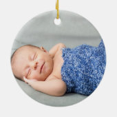 Baby's 1e Kerstvakantie Blue Botanical Keramisch Ornament (Achterkant)