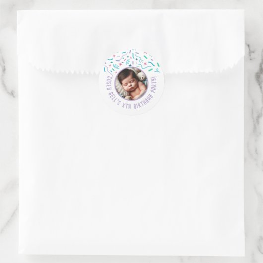 Baby's 1e Verjaardag Peuter Kinder Custom Party Ronde Sticker (Tas)