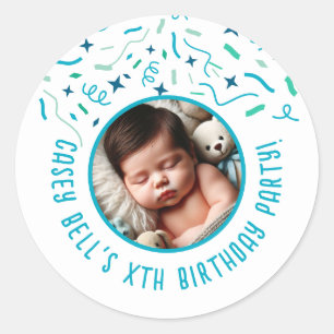 Baby's 1e Verjaardag Peuter Kinder Custom Party Ronde Sticker