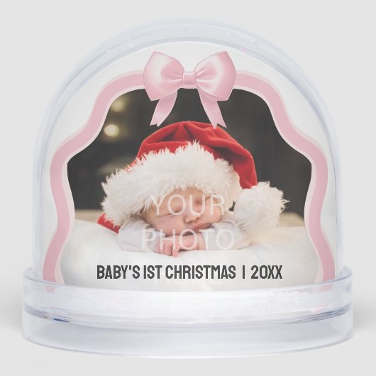 Baby's 1st Christmas Bow Snow Globe - Pink (Avant)