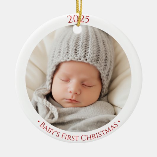 Babys 1st Christmas Custom Two Side Photo Ornament (Voorkant)