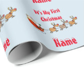 Babys 1st Christmas GIFTWRAP Grappig gepersonalise Cadeaupapier (Rol Hoek)